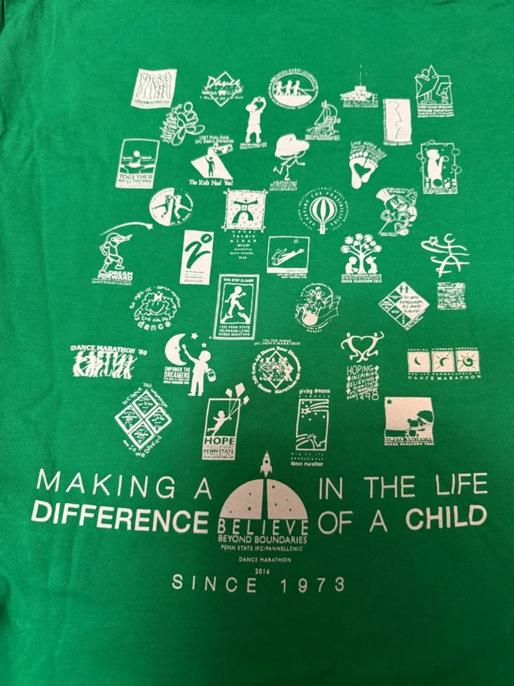 Gildan Tee with White THON Striped Logo. 2016 and many prior logos since 1973 - Picture 3 of 3
